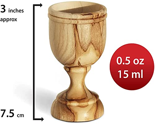 THE JERUSALEM GIFT SHOP SINCE 2004 10 Small Communion Cups. Hand Carved Kiddush Cup from Olive wood - for Church, Ministry & Worship events with Certificate of Origin. - color: 10 Cup Set [Small]