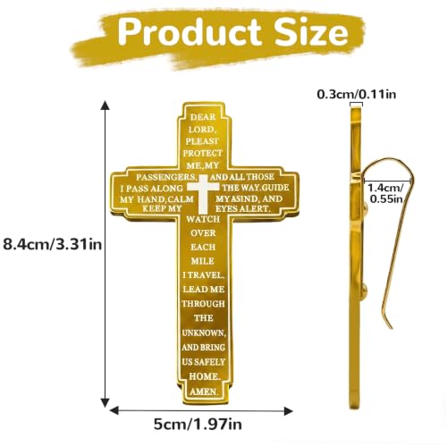 Christian Visor Clip Cross for Car, Drive Safe Religious Accessories, Gold - color: Gold