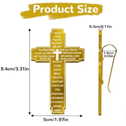 Christian Visor Clip Cross for Car, Drive Safe Religious Accessories, Gold - color: Gold