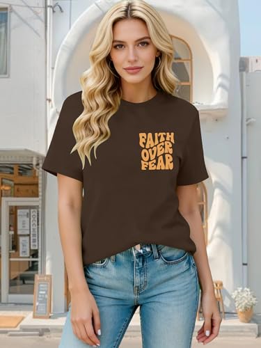 Womens Christian Shirts Funny Bible Verse Graphic T-Shirts Religious Faith Inspirational Short Sleeve Tee Tops - color: Bbrown, size: Medium