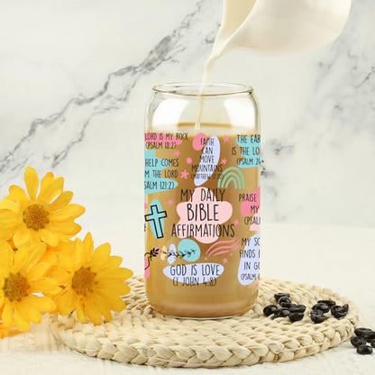 Christian Gifts For Women, Easter Basket Stuffers, 16oz Glass Cups