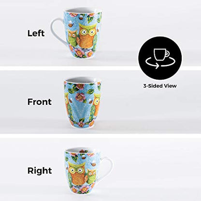 Divinity Boutique Inspirational Ceramic Mug, Patterned Owls with Scripture, Multicolor - color: Patterned Owls
