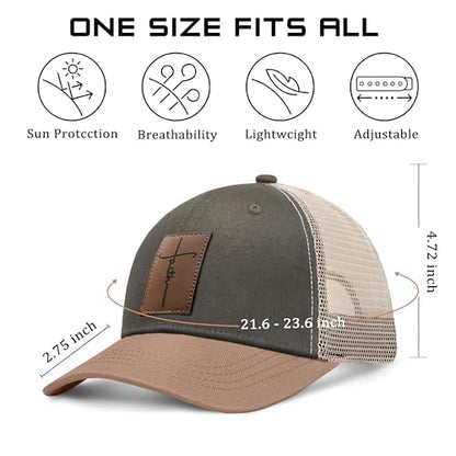 Christian Hats for Men & WomenJesus Cross HatChristianReligious GiftsforVarious Festivals&BirthdaysFaith Baseball/Trucker Cap - color: Light Green Faith