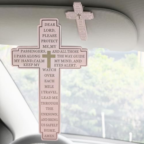 Christian Visor Clip Cross for Car, Drive Safe Religious Accessories, Pink - color: Light Pink