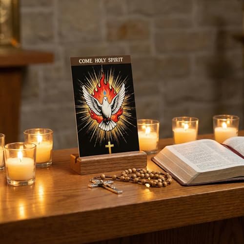 Motiskyy 120 Pcs Catholic Gift Holy Spirit Dove Fire Themed Prayer Cards - style: English Spirit Fire Style