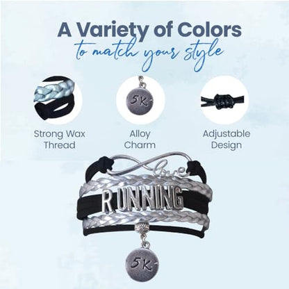 Infinity Collection Running Gifts- Runner Bracelet, Jewelry, Adjustable Charm Bracelet- Perfect Cross Country, Track, Marathon Gifts … - color: 5k