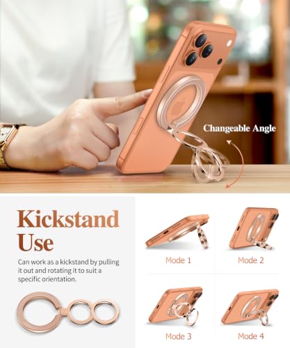 GVIEWIN Magnetic Phone Ring Holder, Compatible with MagSafe Phone Grip - color: Clear/Brown
