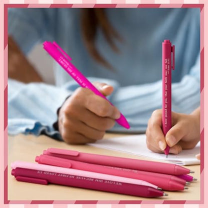Cholemy 50 Pcs Bible Verse Pens Bulk Christian Pens Black Ink, Pink - color: Pink