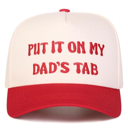 Trendy Embroidered Baseball Cap for Men & Women, Adjustable Snapback Hat for Casual Wear - color: Dad's Tab|redbeige