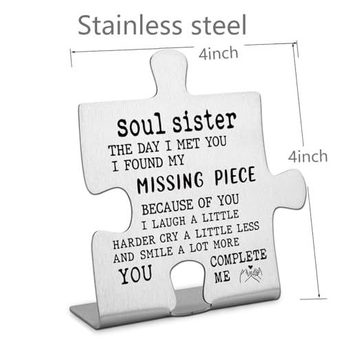 FOKCBOCM Thank You Gift Sisters Women Friend Sister Definition Birthday Gift Her Cute Graduation Christmas Friendship Gift Sister Engraved Block Puzzle Sister Present Funny Office Desk Decor - style: Soul sister