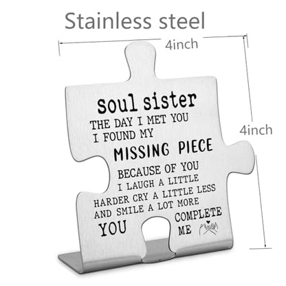 FOKCBOCM Thank You Gift Sisters Women Friend Sister Definition Birthday Gift Her Cute Graduation Christmas Friendship Gift Sister Engraved Block Puzzle Sister Present Funny Office Desk Decor - style: Soul sister