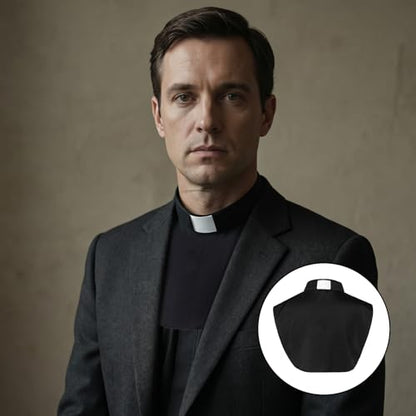 Clerical Bib Clergy Collar Priest Collar with Insert White Tab - style: Black