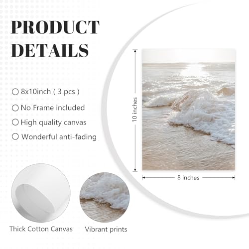 Lhoiplme Coastal Wall Art Beach Pictures Ocean Canvas Wall Art Decor Boho Beach Decor Ocean Beachy Prints Coastal Aesthetic Artwork Painting for Bedroom Living Room 8x10 Inch Unframed Set of 3 - color: Seaside Beach Prints, size: 8x10 Inch Unframed