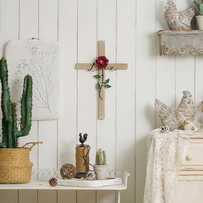 NIKKY HOME Wedding Cross, Wooden Wall Cross with Rose Love - color: Love