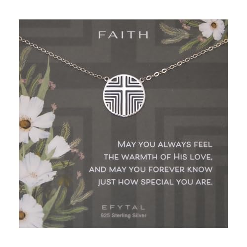 EFYTAL Confirmation Gifts For Teen Girls, Sterling Silver Cross Necklace for Women, First Communion Gift for Girls, Religious Baptism Gifts for Girl, Christian Jewelry for Women
