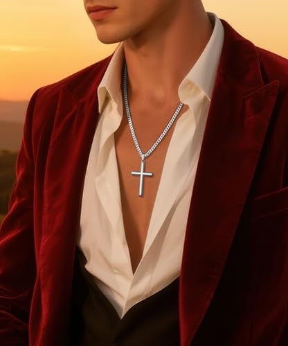 925 Sterling Silver or 18k Plated Gold Cross Necklace for Men Women - color: Gold Cross Pendant- Small