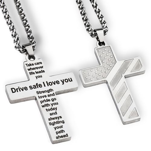 Gifts for Men, Cross Pendant for Car Rearview Mirror Hanging, Silver