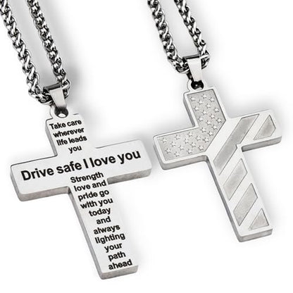 Gifts for Men, Cross Pendant for Car Rearview Mirror Hanging, Silver