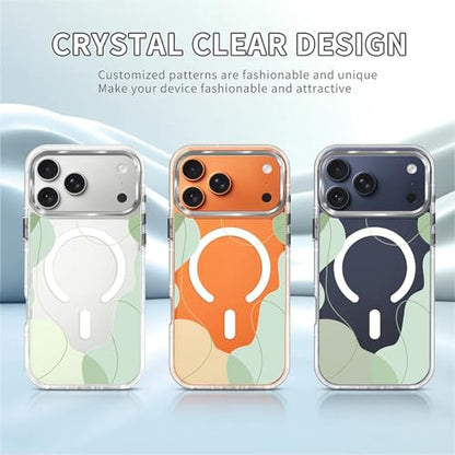 for iPhone 17 Pro/iPhone 18 Pro Case [Compatible with Magsafe],Girls Women Clear Magnetic Case Silicone Shockproof Protective Cover with Pattern Aesthetic Green Wavy Art - color: Aesthetic Green Wavy Art, size: iPhone 17 Pro/iPhone 18 Pro