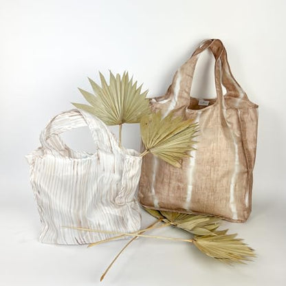Pure Sage Reusable Grocery Bag - Stylish Shopping Bags for Groceries - Foldable Tote Bag - color: Natural Reeds