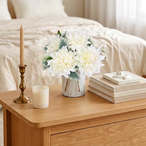 6 Set Pre-Made Flower Table Centerpieces (White, 6 X Dahlias Table Centerpieces) - color: White, size: 6 X Dahlias Table Centerpieces