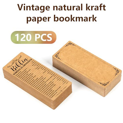 120Pcs Spanish Bible Emergency Numbers Bookmarks 2.28 X 5.31 in - color: Kraft Paper