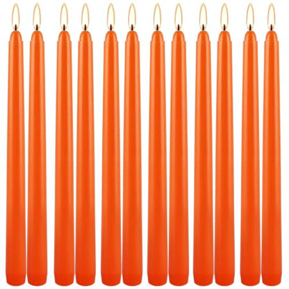 12 Pack 10 Inch Orange Taper Candles, Dripless Wax - color: orange1-10"12pcs