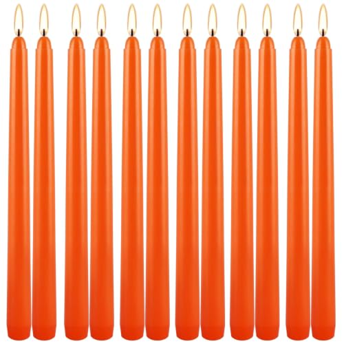 12 Pack 10 Inch Orange Taper Candles, Dripless Wax - color: orange1-10"12pcs