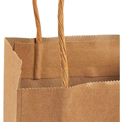 Juvale Mini Gift Bags with Handles - Brown Paper Party Favor Bags with Handles - Long & Narrow Design for DIY & Craft Fairs - 3 x 5.25 x 8.5 In, Brown, 12 Pack - style: Medium