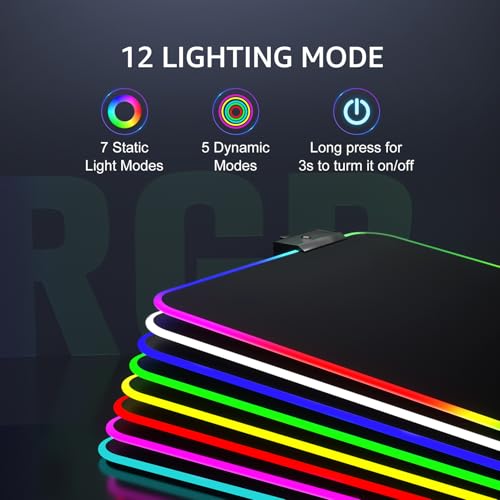 KTRIO RGB Large Gaming Mouse Pad, 31.5 x 11.8 in, RGB Black, XL - color: RGB Black, size: 31.5l X 11.8w Inches