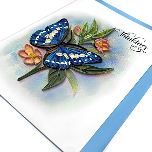 Thinking of You Butterfly Card, 5in x 7in, Blank Inside, Envelope Included, Perfect for Birthdays, Thank You, Anniversaries - color: Butterfly Thinking Of You