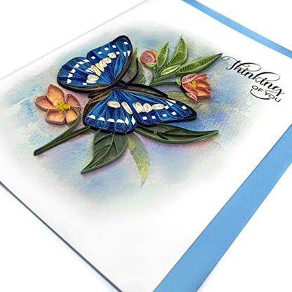 Thinking of You Butterfly Card, 5in x 7in, Blank Inside, Envelope Included, Perfect for Birthdays, Thank You, Anniversaries - color: Butterfly Thinking Of You
