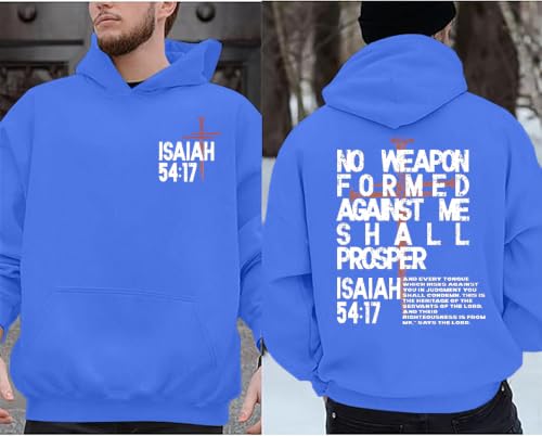Christian Hoodies for Men Jesus Religious Faith Tops - color: Blue, size: Small