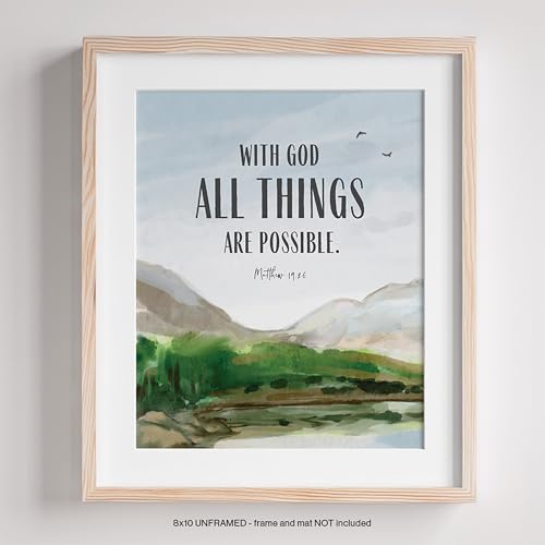 Bible Verse Posters Set of 4 - Christian Scripture Wall Art Classroom 8x10