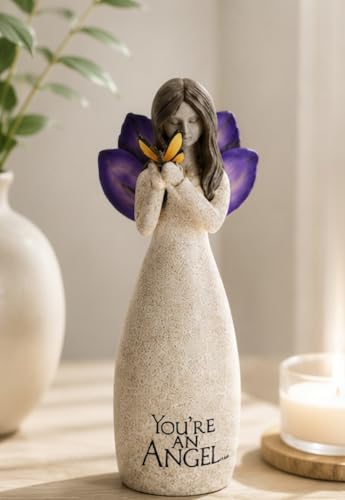 Carson Angel Blessings You're an Angel Figurine – Hand-Painted Resin Guardian Angel with Butterfly, Keepsake Gift for Women, Sympathy, Friendship, 5.25 Inch