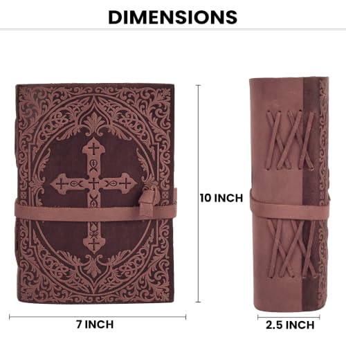 LEATHER VILLAGE Scripture Journal Cross Embossed, Fuchsia 10x7. - color: Fuchsia, size: 10 inches X 7 inches