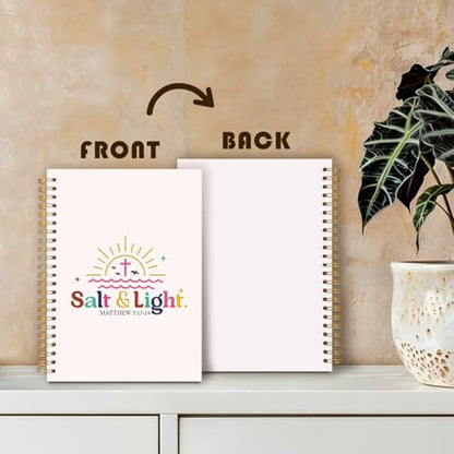 Boho Christian Notebook Journal, Christian Gifts for Women, Matthew 5:13-14 Bible Prayer Spiral Hardcover Notebook Journal for Church Notes Study Office Work, 5.5x8.3 Inch - color: Salt and Light