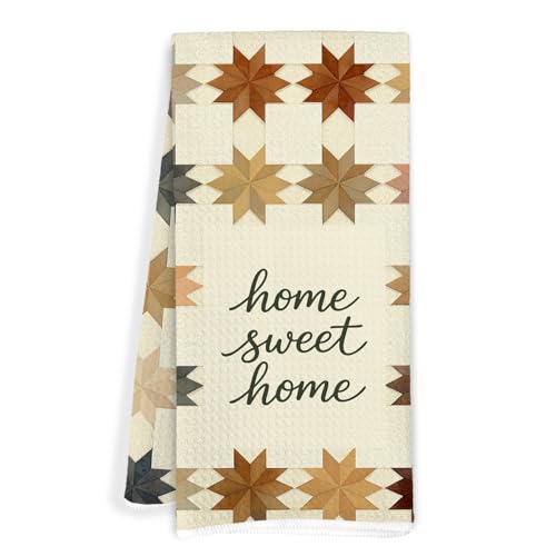 Housewarming Gifts Kitchen Towels, Home Sweet Home Octagonal Star Quilting Pattern Decorative Hand Tea Towels for Bathroom, House Warming Gifts Dish Towel Dishcloth, 16x24 Inch - color: Octagonal Star