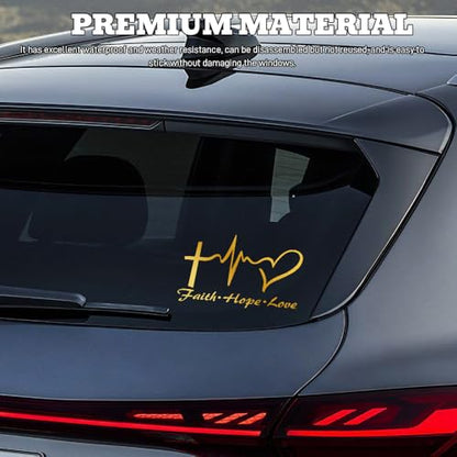 Hope Faith Love Heart Car Decal Stickers, Jesus Cross Vinyl Sticker, Gold - color: Gold