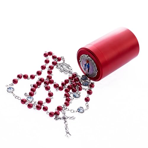 6mm Rosary Beads with Rosary Box, Black Glass Saint Benedict Necklace, Anglican Prayer Beads Catholic Gifts - color: Rosary-6-10
