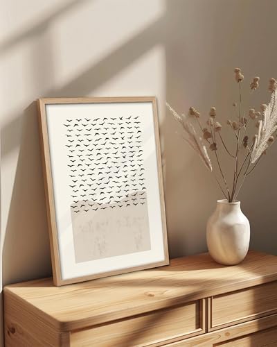KensTro 16x20 Oak Framed Look at the Birds Christian Wall Art - color: Christian Abstract Birds-Framed, size: 20"L x 16"W