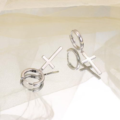 MILACOLATO 925 Sterling Silver Dangle Earrings for Women Hypoallergenic - color: silver-cross