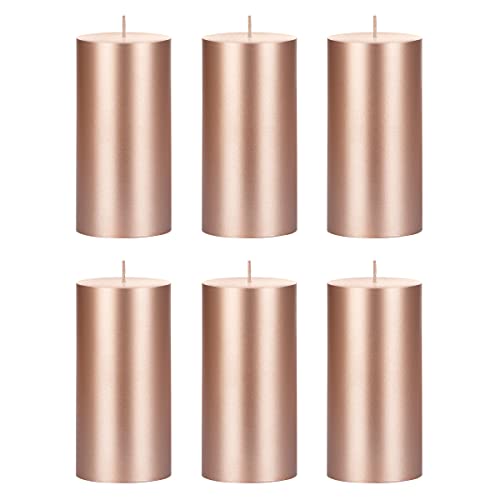 Mega Candles 6 pcs Unscented Solid Rose Gold Pillar Candle, Hand Poured Premium Wax Candles 3 Inch x 6 Inch, Home Décor, Spas, Weddings, Occasions, Party, Centerpieces, Holidays, Vigils, Prayers - color: Rose Gold, size: 6 Pieces