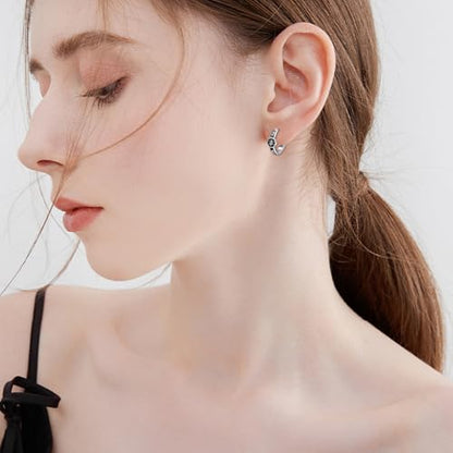 AOBOCO Black Hoops Earrings for Men Sterling Silver Viking Celtic Cross Heart Skull Round Triangle Hoop Earrings Birthday Father Day Christmas Jewelry Gifts for Men Women Friends - style: Skull Hoops