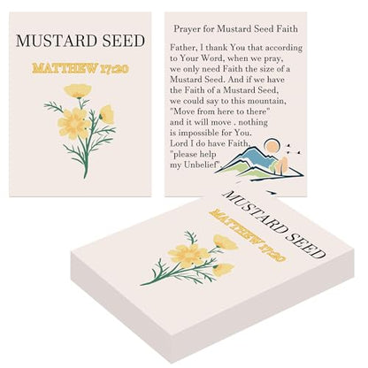 Well Tile 100 Pack Mustard Seed Holy Cards Christian Prayer Card 3.2 × 4.5 Inch-Double-Sided Faith Cards Matthew 17: 20 Faith Prayer Kit - color: Beige