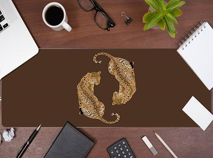 Cheetah Print Desk Mat, Brown Leopard Mouse Pad 31.5x11.8 - color: Brown Cheetah Large, size: 31.5L x 11.8W inches