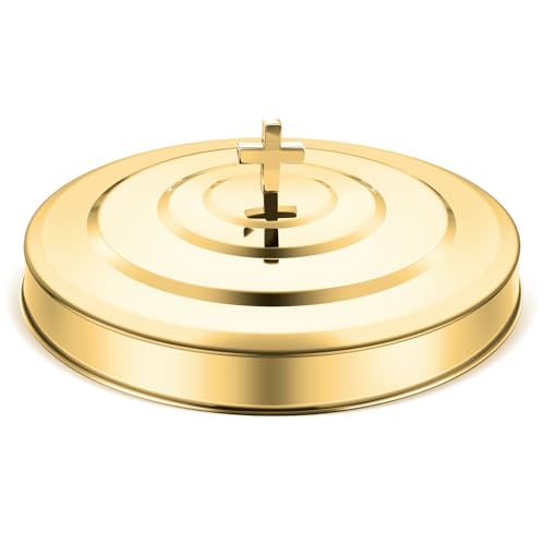 Newtay Gold Communion Tray Cover, Stainless Steel Round 11 Inches