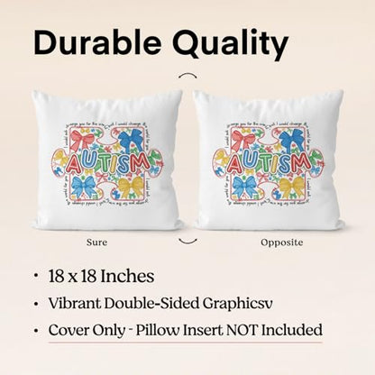 QIYUHOY Preppy Bow Autism Awareness Throw Pillow Covers, 18x18 Inch - color: 007-motivational