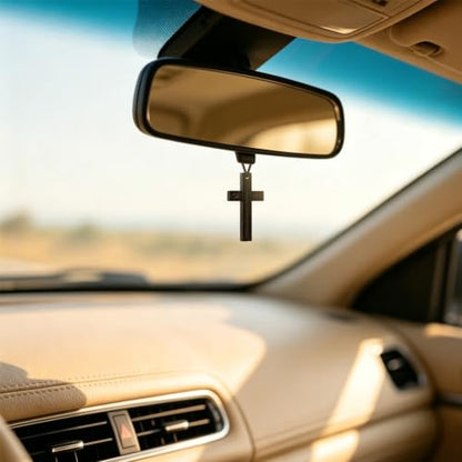 Psalm 121:8 Cross Car Ornament, Christian Bible Verse Gift - color: Psalm 121:8