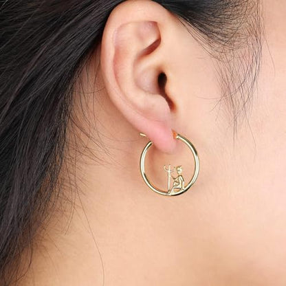 Angel Devil Mismatched Hoop Earrings for Women - 14K Gold Plated Cherub Hoop Earrings, Hypoallergenic 925 Sterling Silver Posts Cute Edgy Jewelry Gifts